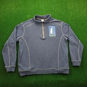 Crazy Shirts Longboat Key Sweatshirt Mens XL Blue‎ 1/4 Zip Embroidered Sailboat